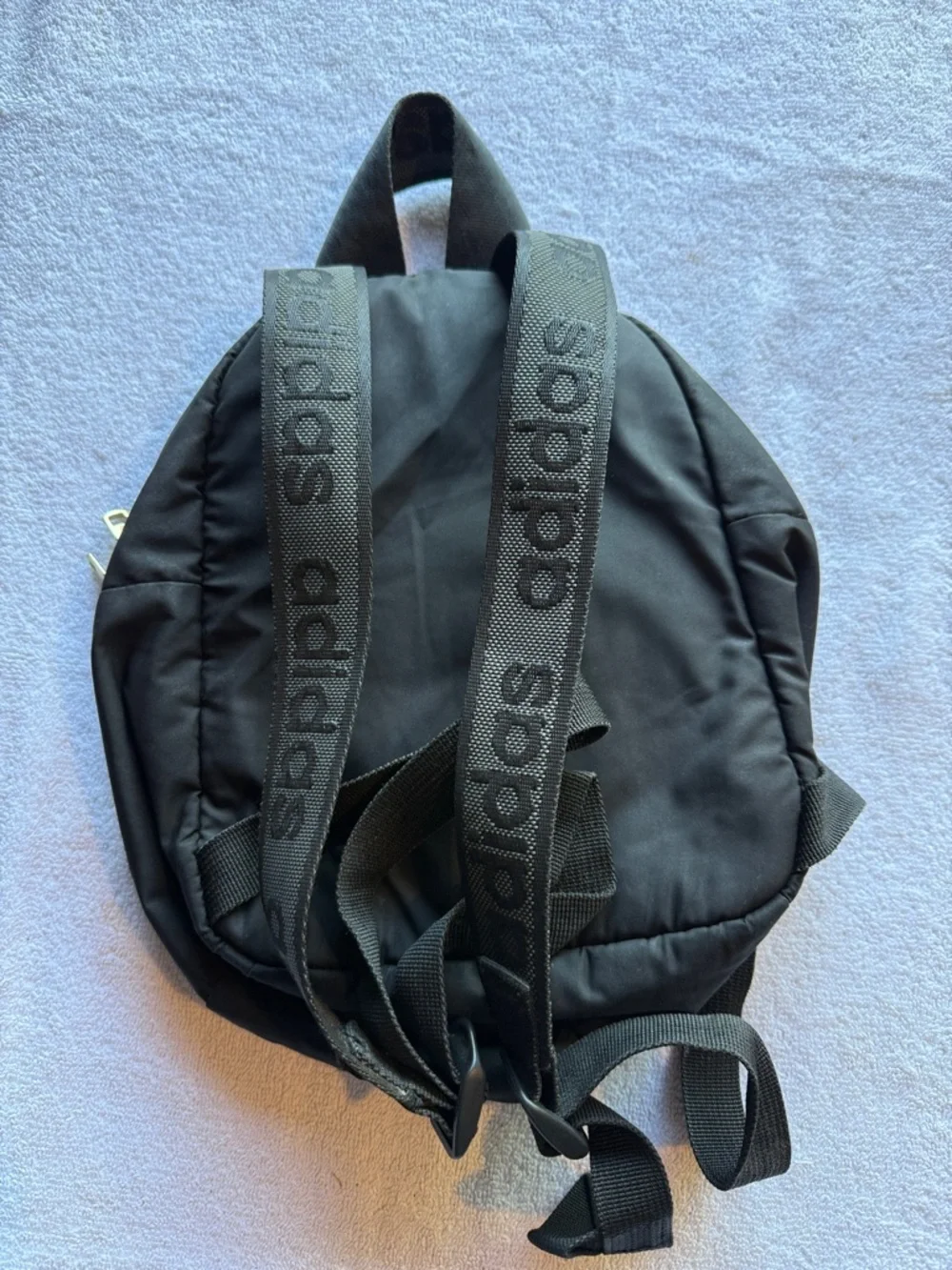 adidas Black Round Mini Backpack with Gold Zips